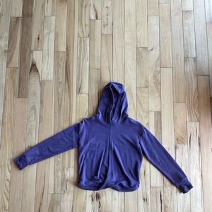 Athleta Girl hooded sweatshirt. Crisscross at waist and thumb holes.